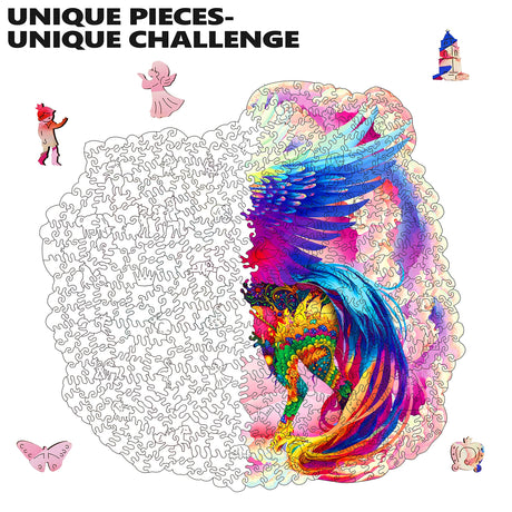 MYS Aurora Wooden Jigsaw Puzzles for Adults, Unicorn Jigsaw Puzzles 925 Pieces, Unique Animal Shaped Wooden Puzzles for Adults and Kids, Family Game 23.3x22.5 Inch Mys Aurora