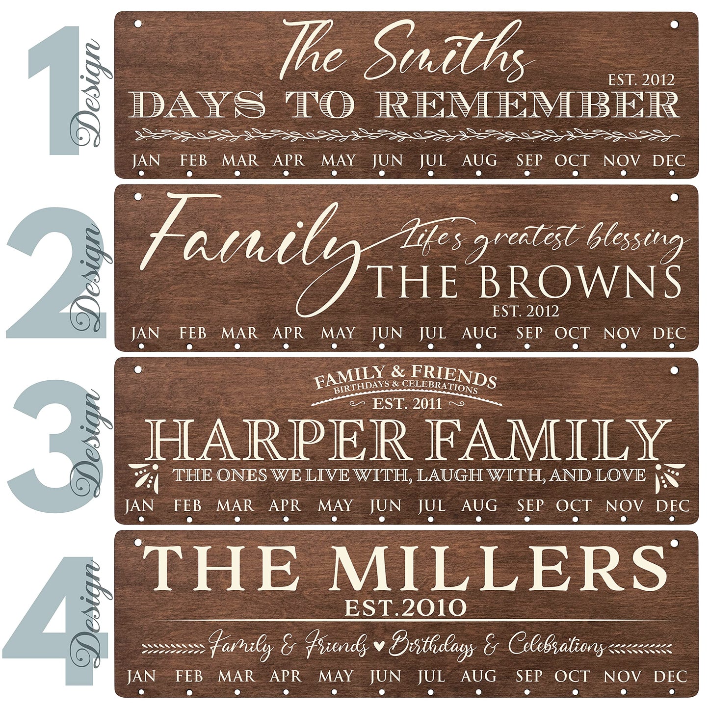 Gifts for Her Mom-Grandma, Personalized Family Birthday Calendar, DIY Wooden Birthday Reminder with Family Name, Custom Event Calendar Board, Grandma - WoodArtSupply