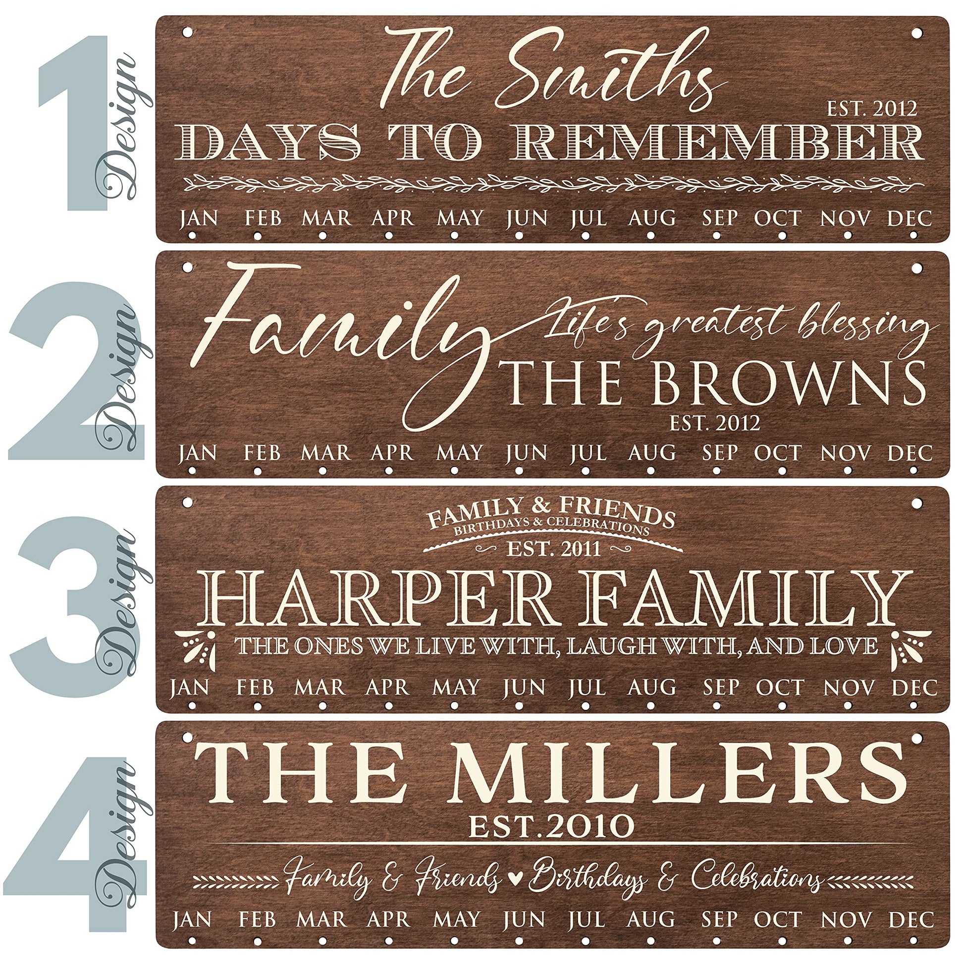 Gifts for Her Mom-Grandma, Personalized Family Birthday Calendar, DIY Wooden Birthday Reminder with Family Name, Custom Event Calendar Board, Grandma - WoodArtSupply