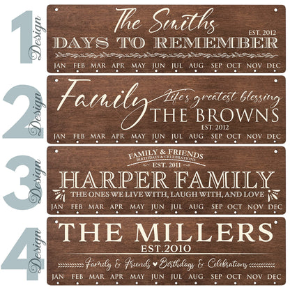 Gifts for Her Mom-Grandma, Personalized Family Birthday Calendar, DIY Wooden Birthday Reminder with Family Name, Custom Event Calendar Board, Grandma - WoodArtSupply