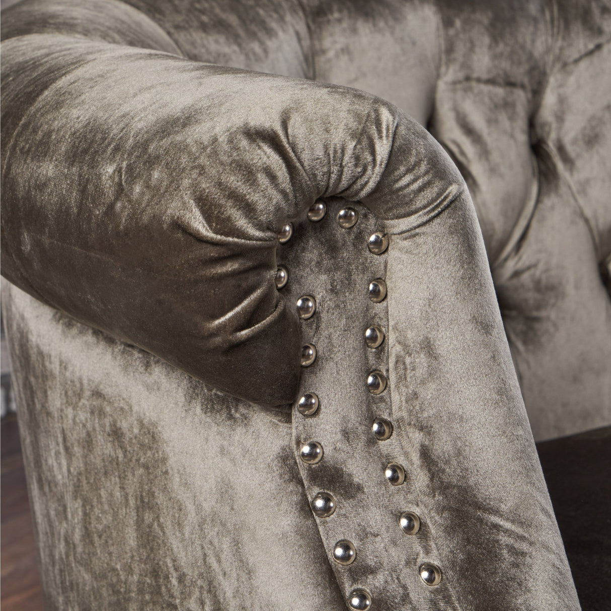 Christopher Knight Home Milani Tufted Scroll Arm Velvet Loveseat, Grey / Dark Brown Christopher Knight Home