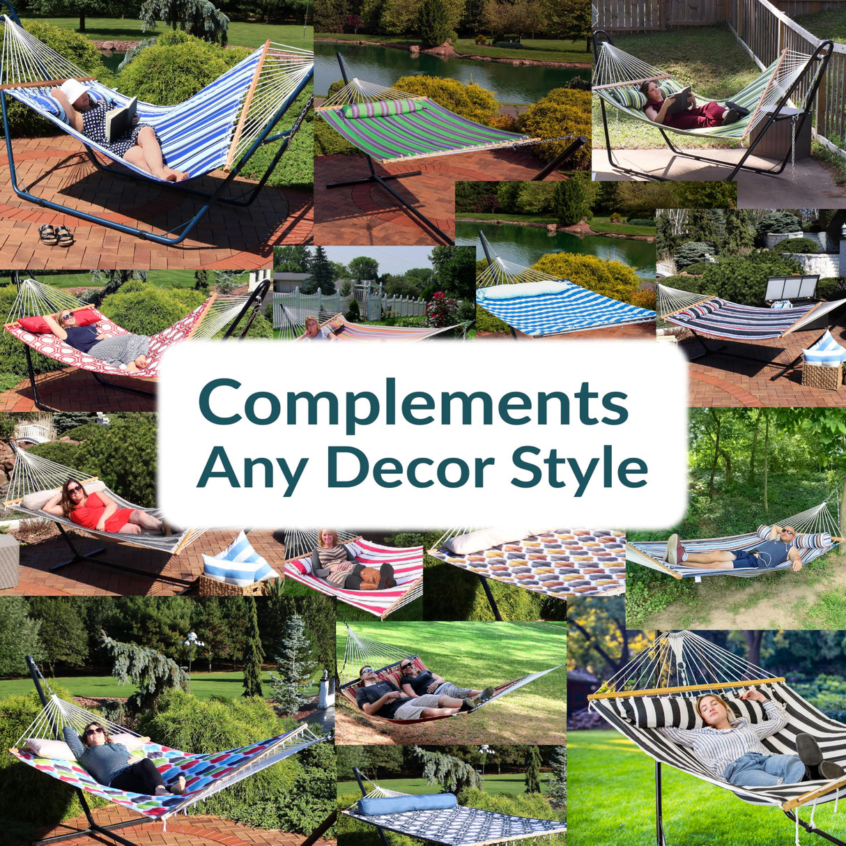 Sunnydaze Quilted Outdoor Hammock with Spreader Bars - Heavy-Duty 450-Pound Capacity Double Hammock for Outside - Catalina Beach Sunnydaze