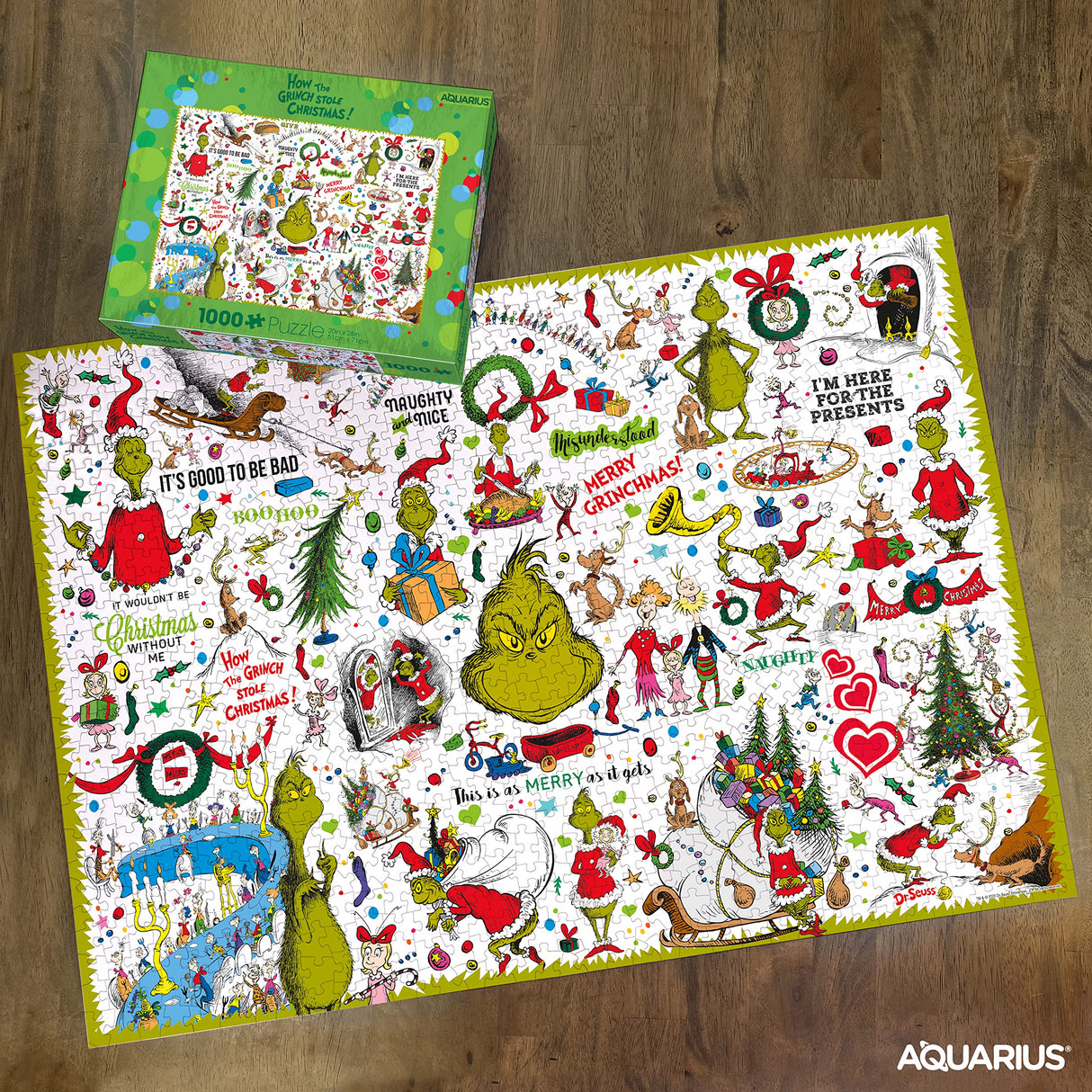 AQUARIUS Grinch Collage Puzzle (1000 Piece Jigsaw Puzzle) - Glare Free - Precision Fit - Virtually No Puzzle Dust - Officially Licensed Grinch Collectibles - 20x28 Inches AQUARIUS