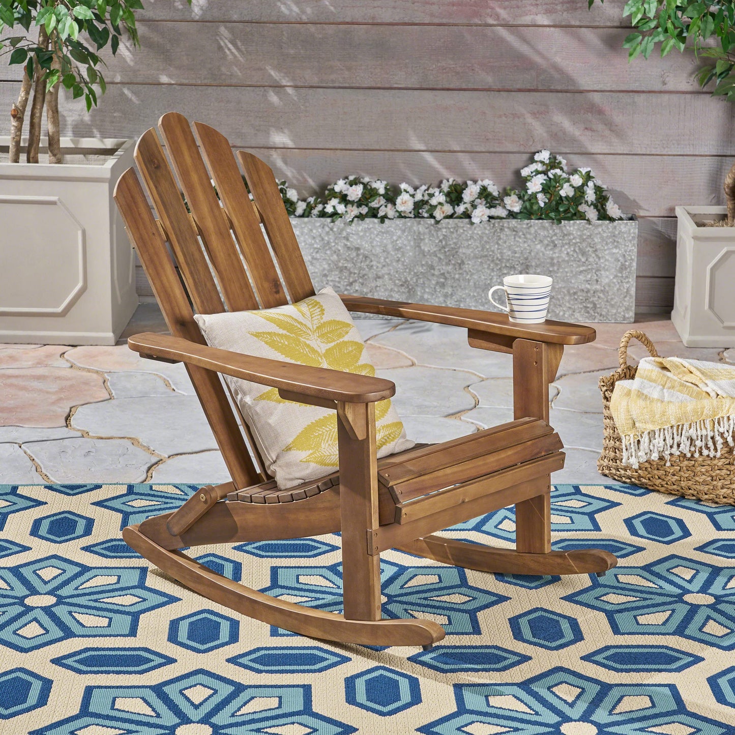 Christopher Knight Home Cara Outdoor Adirondack Acacia Wood Rocking Chair, Dark Brown Finish - WoodArtSupply