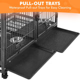 Yaheetech Stackable Dog Crate 42'' Heavy Duty Large Dog Crate with Divider 4pcs Rolling Pet Metal Crate w/Double Doo Water Bowl Pet Kennel Indoor Yaheetech