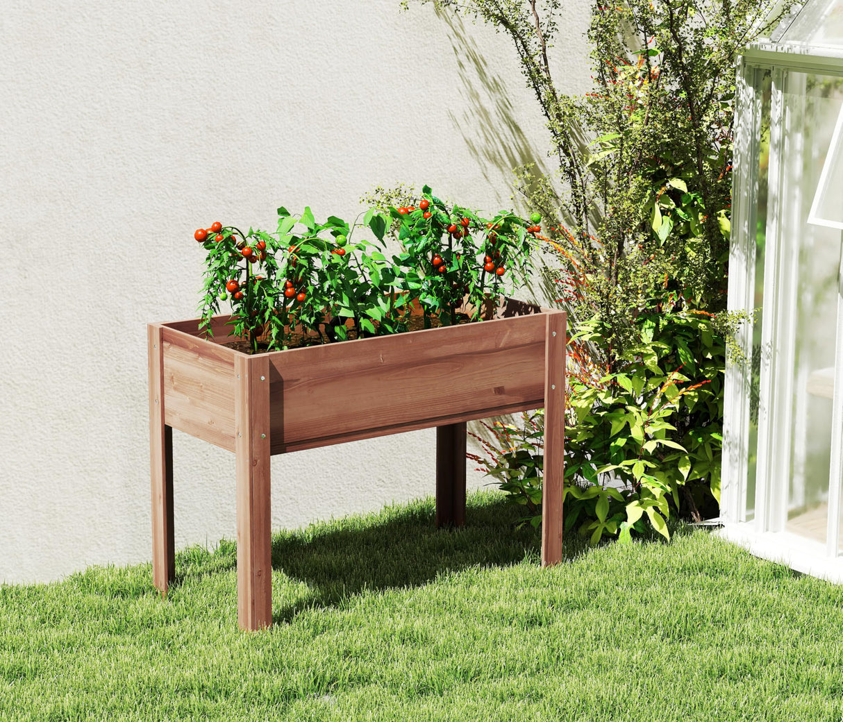 Raised Garden Bed with Legs, 40x20x31'', Solid Wood Elevated Planter Box for Outdoor Backyard Patio Wood-Natrl