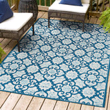 JONATHAN Y Tile Trellis Indoor Outdoor Area Rug 3X5 Light Gray/Blue, Gallia High-Low for Backyard, Patio, Porch, Easy-Cleaning, High Traffic, Pet-Friendly, Non-Shedding (AMC107B-3) JONATHAN Y