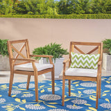 Christopher Knight Home Peter | Outdoor Acacia Wood Dining Chair Set of 2, Teak/Cream Cushion Christopher Knight Home