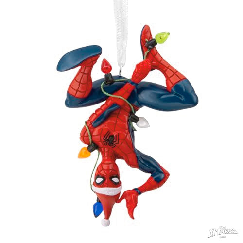 Hallmark Marvel Spider-Man Hanging from Lights Christmas Ornament, Gifts for Marvel Fans Hallmark