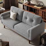 GarveeHome 65 in Loveseat Sofa, Mid Century Modern Couch Comfy Love Seat Couches for Living Room, 2 Seater Deep Seat Couch Teddy Fleece Boucle Upholstered Couches for Bedroom Office Small Space, Grey GarveeHome