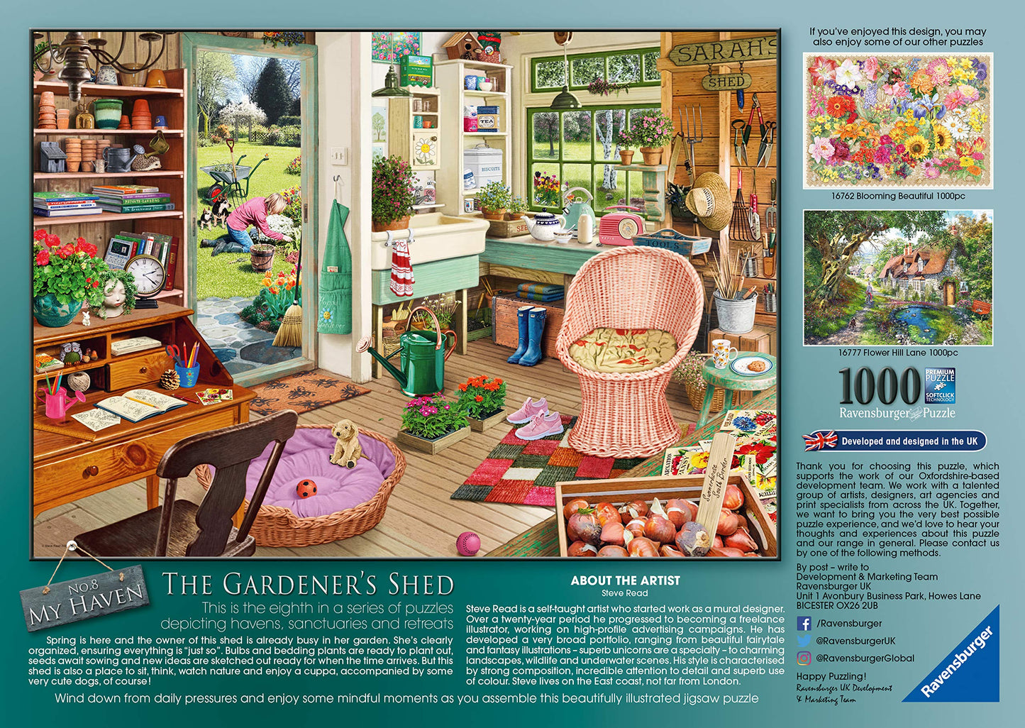 Ravensburger The Garden Shed Puzzle - 1000 Piece Jigsaw | Unique Piece Design | Softclick Interlocking Technology | Premium Artistic Imagery | Ideal for Ages 14 and Up