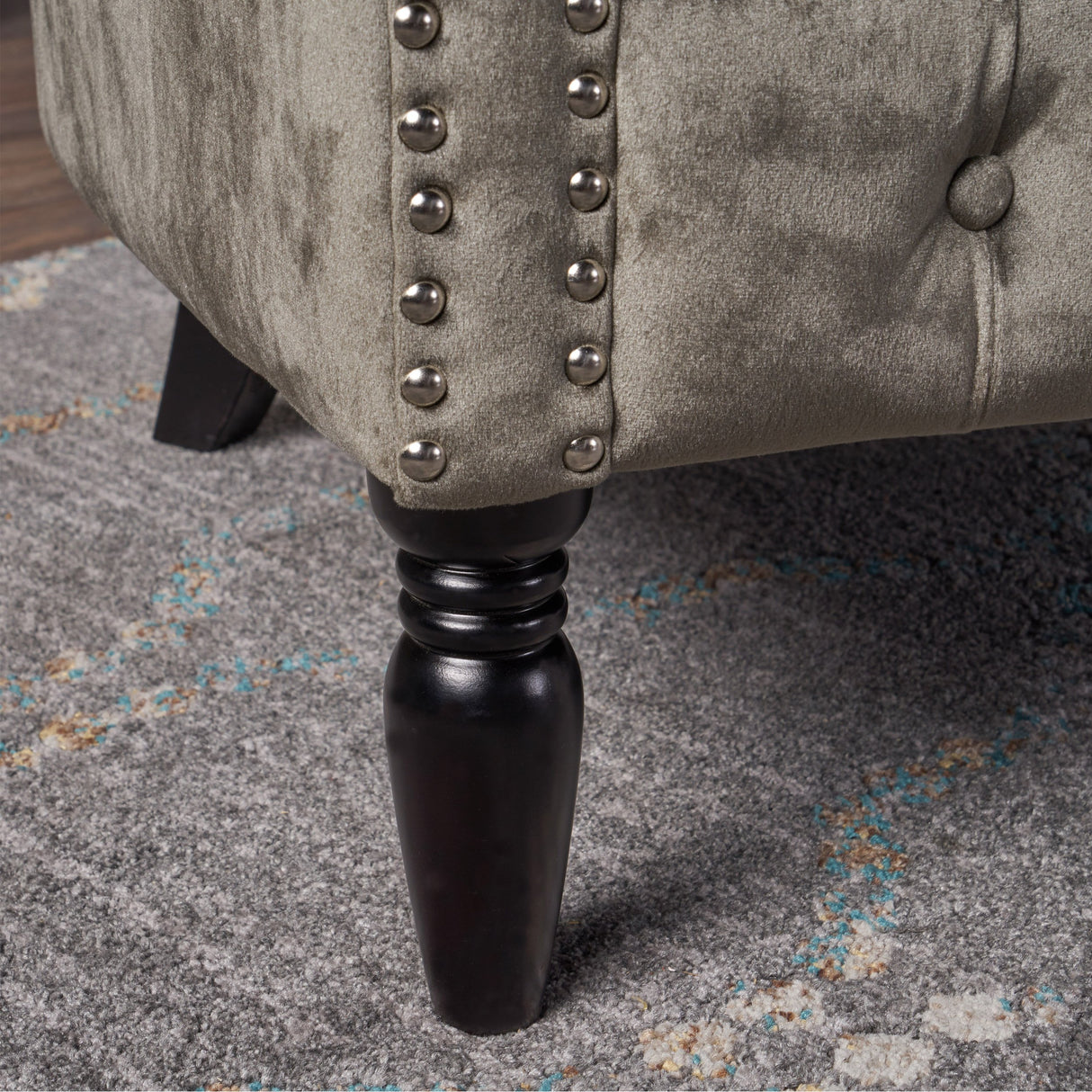 Christopher Knight Home Milani Tufted Scroll Arm Velvet Loveseat, Grey / Dark Brown Christopher Knight Home