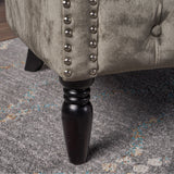 Christopher Knight Home Milani Tufted Scroll Arm Velvet Loveseat, Grey / Dark Brown Christopher Knight Home