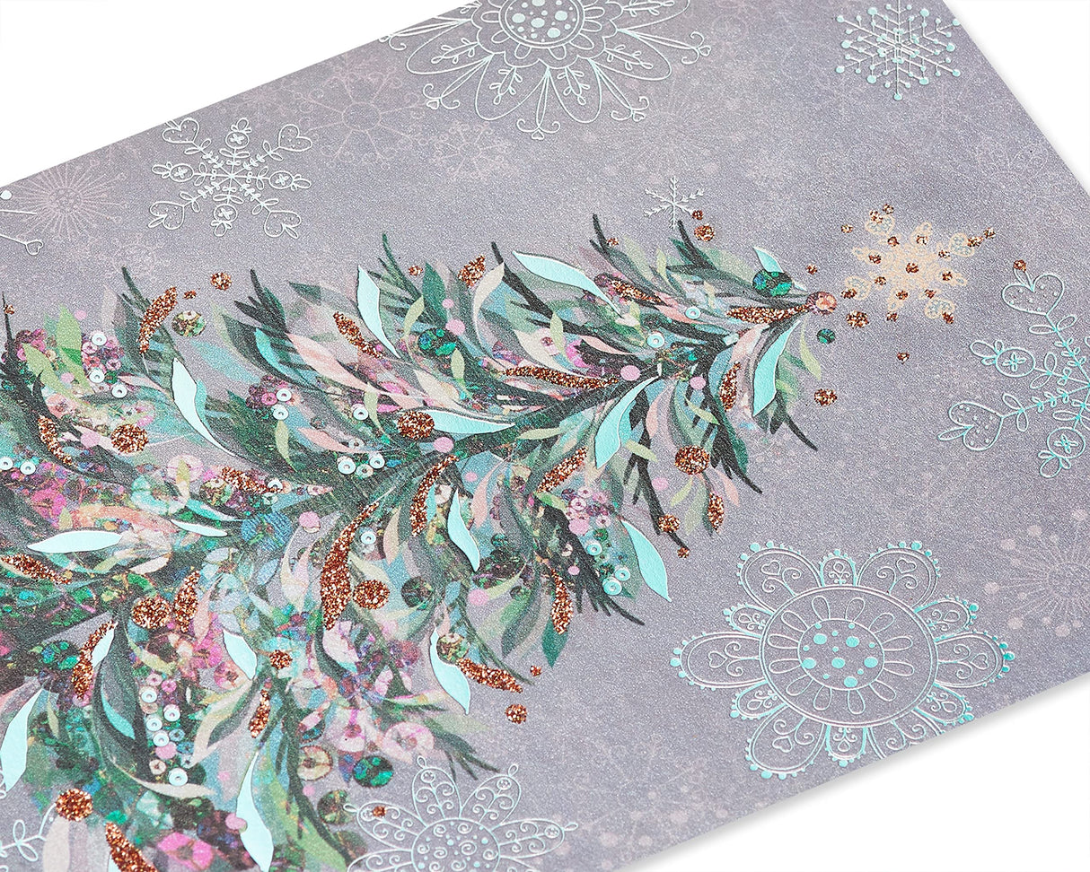 Papyrus Christmas Cards Boxed with Envelopes, Joyful Holiday, Festive Christmas Tree (14-Count) Papyrus