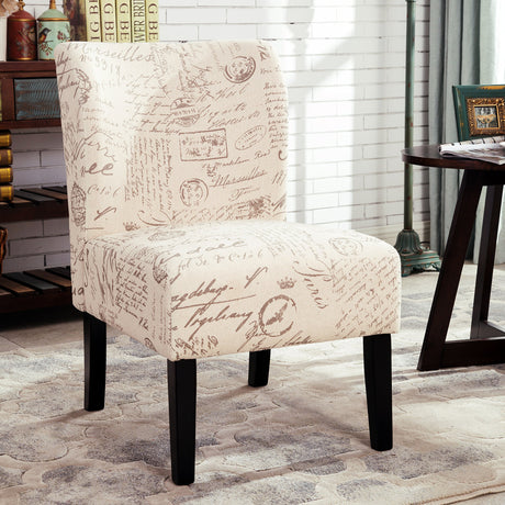 Roundhill Furniture Capa Print Fabric Armless Contemporary Accent Chair, Script Roundhill Furniture