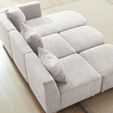 VANOMi 109.84" Modular Sectional Sofa with 3 Pillows, Convertible 5-Seater Comfy Boucle Cloud Couch with Ottoman, Modern Sectional Sofas for Living Room, Office, Apartment (Camel) VANOMi