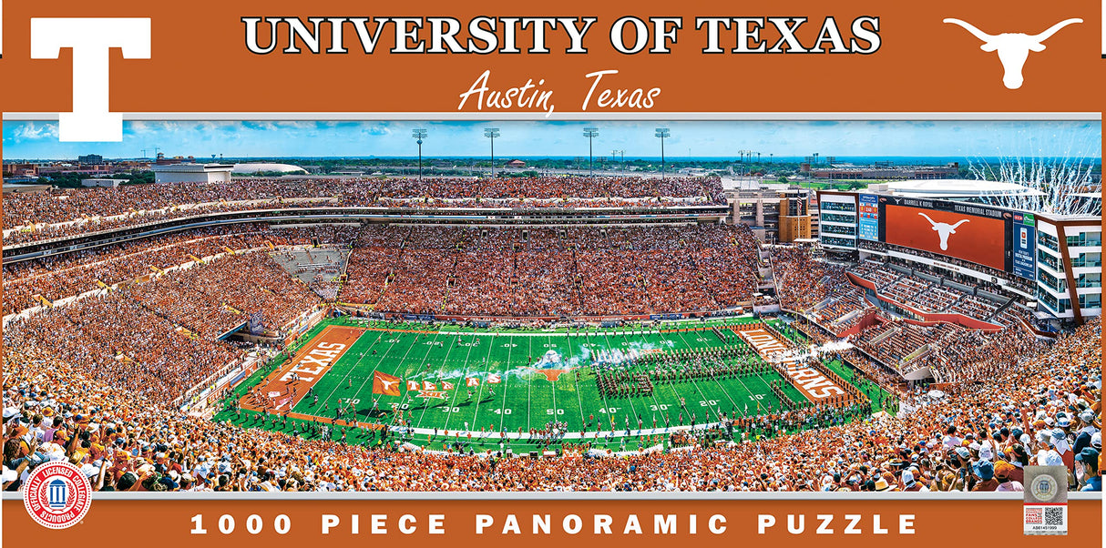 MasterPieces 1000 Piece Sports Jigsaw Puzzle - NCAA Texas Longhorns Center View Panoramic - 13"x39" Masterpieces