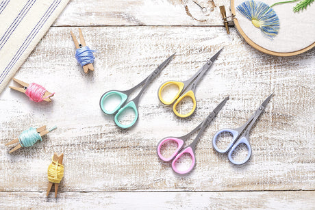 Beaditive Sewing and Embroidery Scissors Set (2 pcs) Curved and Straight, Sharp, Stainless-Steel Design | Precision Tips, Ergonomic Rubber Handle Grip | Small, Compact DIY Use (Extra Sharp) Beaditive