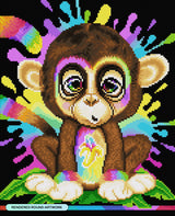 DIAMOND ART CLUB Rainbow Lil Monkey Diamond Painting Kit, Fun DIY Crafts for Adults, Round Diamond Art Canvas for Beginners, 13" x 16" (33cm x 40.7cm) DIAMOND ART CLUB