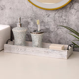 Rustic Wooden Serving Trays Rectangular with Handle,Ottoman Tray for Living Room 16 Inch Long for Serving Wine(whitewashed) SWT8CAI