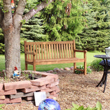 Sunnydaze Mission-Style 59-Inch Teak Wood Outdoor Bench with Light Brown Finish Sunnydaze