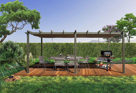 Domi Outdoor Retractable Pergola 11' x 20',Heavy-Duty Aluminum Shelter with Double Sun Shade Pavilion Extra Large Canopy for Gardens Backyard and Decks,Dark Grey domi outdoor living