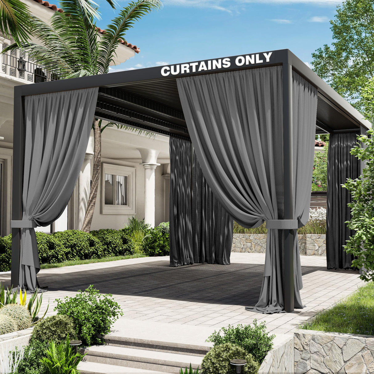 Kimunuk Gazebo Universal Replacement Privacy Curtain,12'X16' Gazebo Outdoor Waterproof Curtains, 4-Panels Sidewall Curtains with Double Zipper for Patio, Garden and Backyard (Only Curtains, Grey) Kimunuk