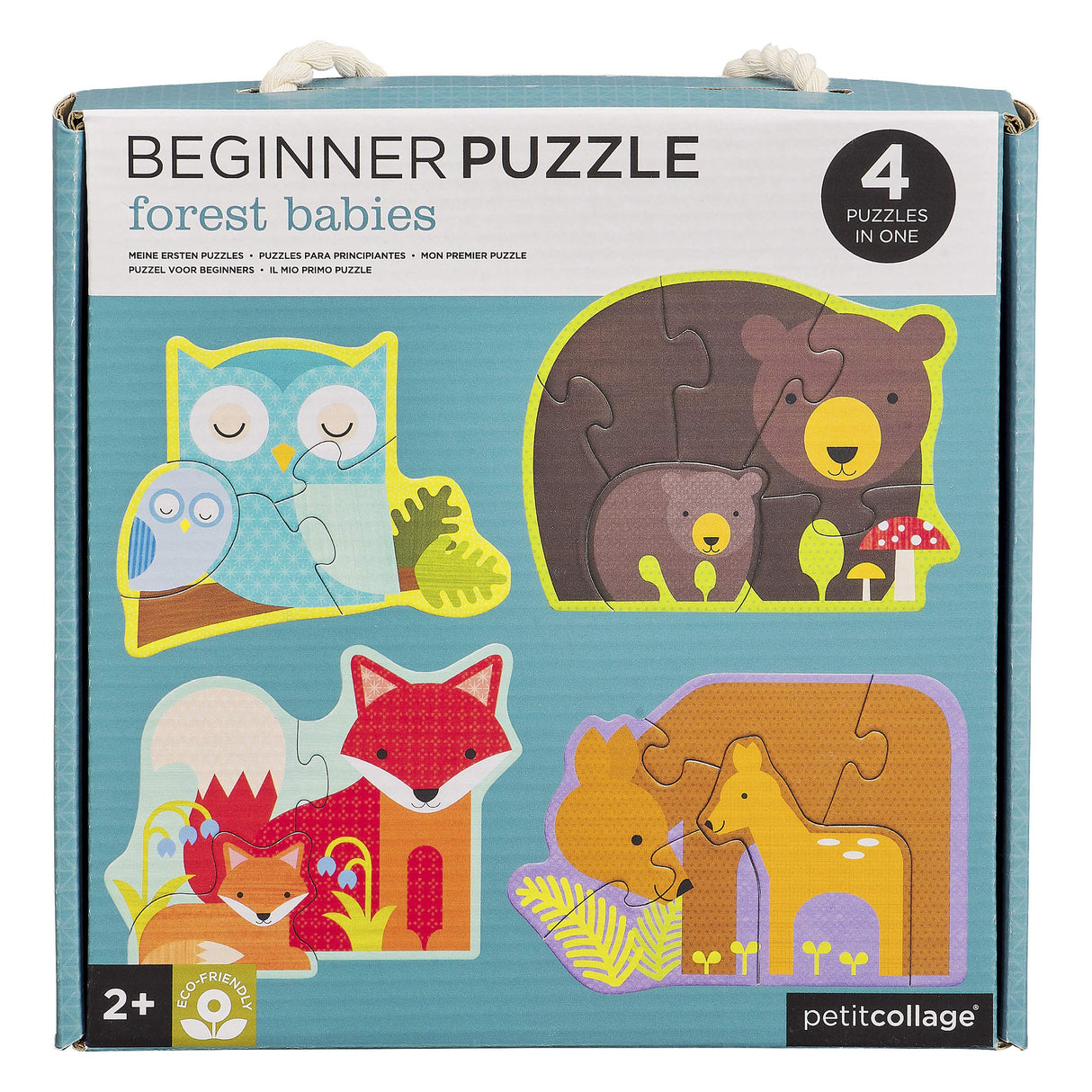 Petit Collage Beginner Puzzle for Kids, Forest Babies – Includes 4 Mini Puzzles (3-5 Pieces Each) – Cute Animal Puzzles for Ages 2+ – Makes a Great Gift Idea Petit Collage