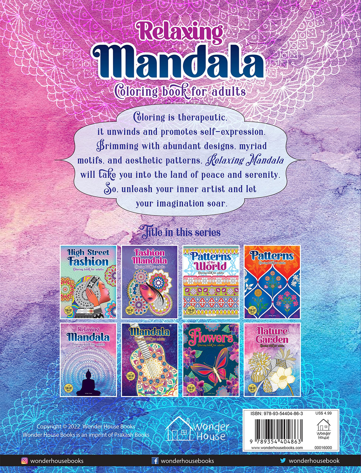 Relaxing Mandala: Coloring Book For Adults WoodArtSupply