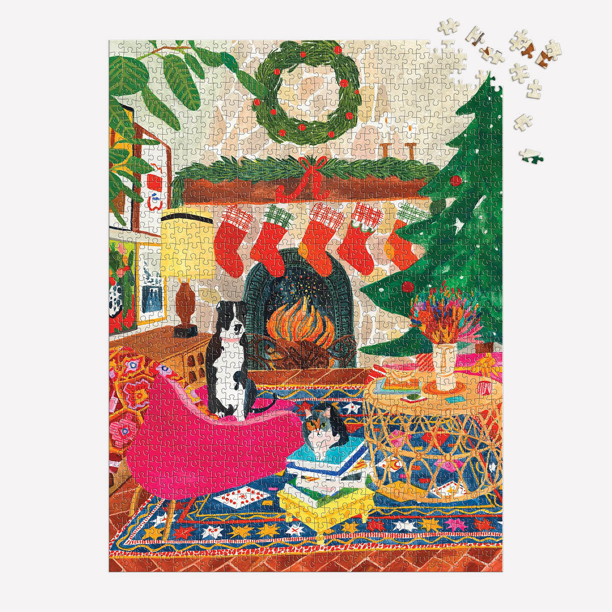 Galison Fireside Friends 1000 Piece Puzzle in Square Box from Galison - Holiday Puzzle for Adults with Beautiful Artwork, Thick and Sturdy Pieces, Makes a Wonderful Gift! Galison