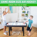 GoSports 48 Inch Air Hockey Arcade Table for Kids - Includes 2 Pushers, 3 Pucks, AC Motor, and LED Scoreboard - Oak or Black GoSports