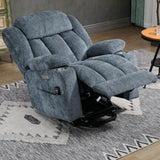 Trustyue Power Lift Chair with Full-Body Massage and Heat, Electric Recliner Chairs for Adults, Remote Control, Standing Assistance, USB Ports, Stainless Steel Cup Holders, Chenille Blue Trustyue