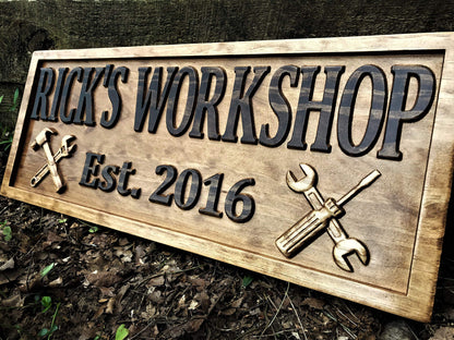 Custom Workshop Sign Wooden Gifts for Men Gifts For Him Husband Gift Custom Garage Sign Wooden Shop Sign Personalized Man Birthday Fathers Day Gift - WoodArtSupply