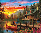 Springbok's 1500 Piece Jigsaw Puzzle Cabin Evening Sunset - Made in USA Springbok