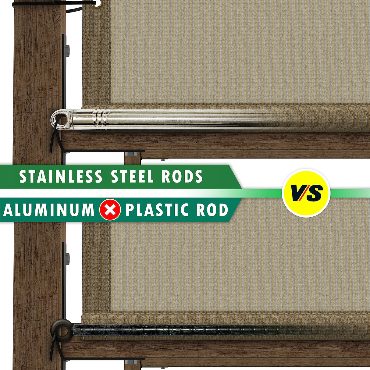 ColourTree 10' W x 16' L Grey Pergola Sun Shade Canopy Replacement Cover UPF50, Commercial Grade 260 GSM Cloth for Outdoor Patio, Includes Stainless Steel Weighted Rods (We Make Custom Size) ColourTree