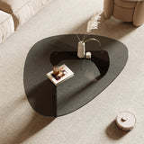 Honyee Morden Coffee Table, Tempered Glass Top Coffee Table with Wooden Legs, 42.5" x 28.5" x 16.1" Triangle Coffee Table for Living Room, Black Honyee