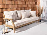 SAFAVIEH Couture Patio Martinique Natural and White Wood Outdoor Sofa, Natural/White SAFAVIEH
