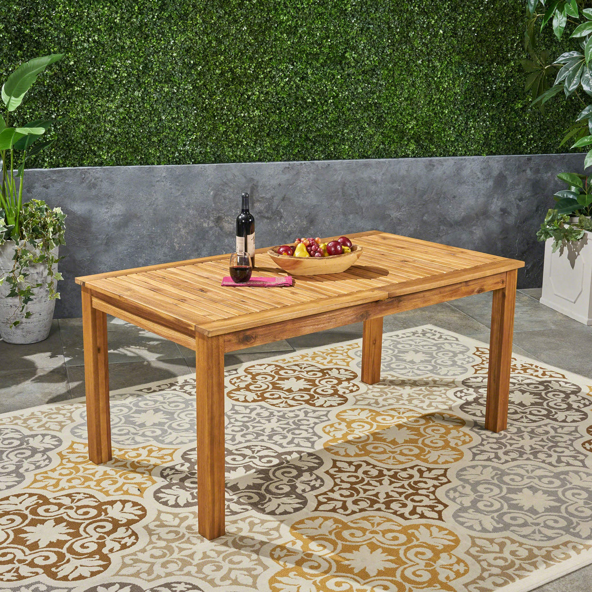 Christopher Knight Home Eric Outdoor Expandable Acacia Wood Dining Table, Natural Finish Christopher Knight Home