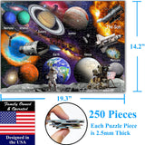 Think2Master Solar System & Space Exploration 250 Pieces Jigsaw Puzzle Fun Educational Toy for Kids 6-8 8-10 10-12, School & Families. Great Gift for Boys & Girls Ages 8+ for Learning. 14.2” X 19.3” THINK2MASTER