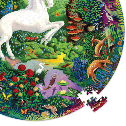 eeBoo's Piece and Love Unicorn Garden 500 Piece Round Circle Jigsaw Puzzle