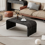 Bellemave Modern Coffee Table with Curved Art Deco Design Center Sofa Table Minimalist Cocktail Wooden Table for Living Room, Antique Black Bellemave