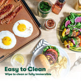 BELLA XL Electric Ceramic Titanium Griddle, Make 15 Eggs At Once, Healthy-Eco Non-stick Coating, Hassle-Free Clean Up, Large Submersible Cooking Surface, 12" x 22", Copper/Black BELLA