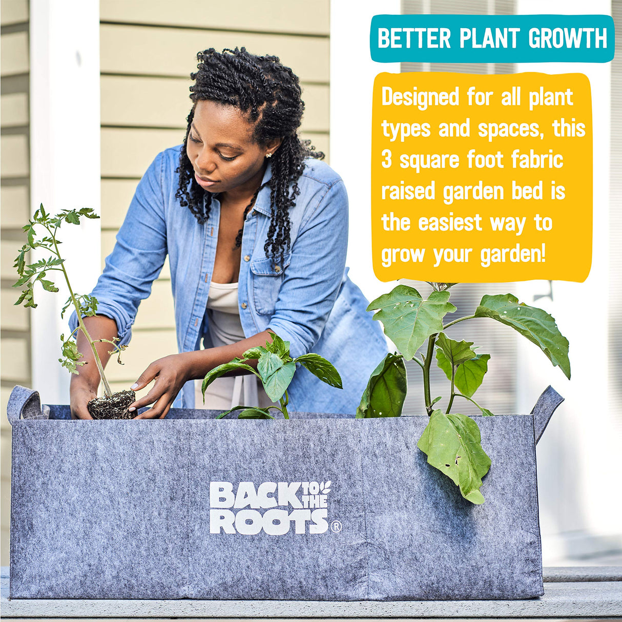 Back to the Roots Breathable Grow Bed, Provides More Oxygen to Roots, Assembles in Seconds 3 cu. ft Back to the Roots