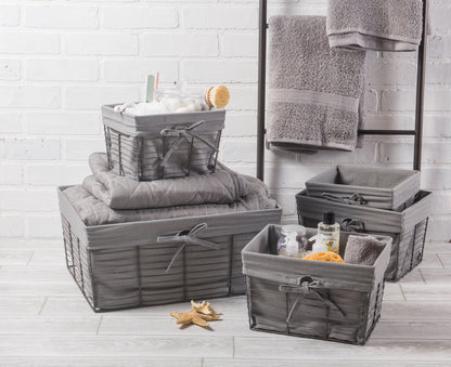 DII Farmhouse Chicken Wire Storage Baskets with Liner, Small, Vintage Grey, 9x7x6", 3 Piece - WoodArtSupply