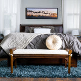 Christopher Knight Home Nelson Wood Bench with Cushion, Rich Mahogany Christopher Knight Home