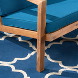 Christopher Knight Home Nick Outdoor 3 Piece Acacia Wood Chat Set, Brown Patina and Dark Teal Christopher Knight Home