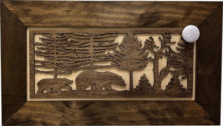 Hidden Gun Cabinet Bears In The Woods Wall Decoration - Secure Wall Mount Gun Safe by Bellewood Designs Bellewood Designs