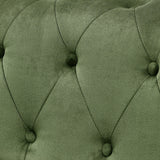 Asucoora Tufted Velvet Sofa Couch for Living Room, Rolled Arm 3-Seater Sofa Couch with Nailhead Trim and 2 Neck Roll Pillows, Small Apartment Chesterfield Sofa Green Asucoora