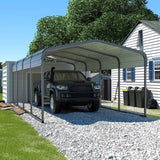 VEIKOU 12' x 20' Carport, Upgraded Car Port with Heavy Duty Steel Roof, Metal Carport Kit for Auto, Cars, Grey VEIKOU