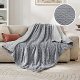 Bedsure Gentlesoft Sherpa Fleece Throw Blanket for Couch - Fluffy & Cozy Cable Jacquard Tufted Throw for Women Gift, Thick and Warm Christmas Blanket for Winter, Grey, 50x60 Inches Bedsure